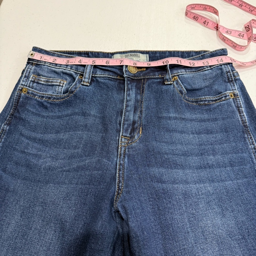 Rock & Roll Denim Jeans High Rise Straight Cropped Dark Wash Women’s Size 28x27 - Picture 3 of 11